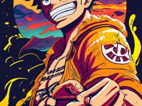 T-shirt design of gear 5 luffy in one piece, anime png file