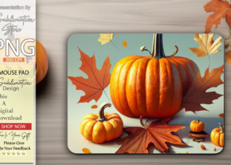 Fall leaves and pumpkin mouse pad