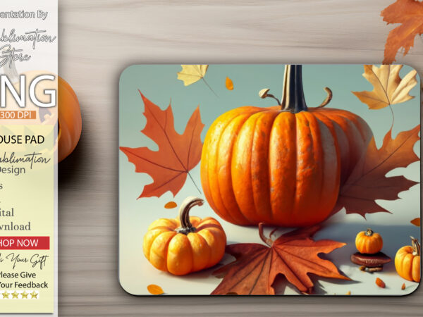 Fall leaves and pumpkin mouse pad t shirt graphic design