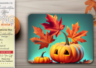 Fall Leaves and Pumpkin Mouse Pad t shirt graphic design
