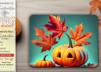 Fall leaves and pumpkin mouse pad