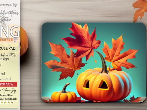 Fall leaves and pumpkin mouse pad t shirt graphic design