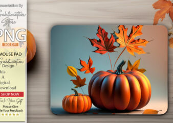 Fall Leaves and Pumpkin Mouse Pad t shirt graphic design