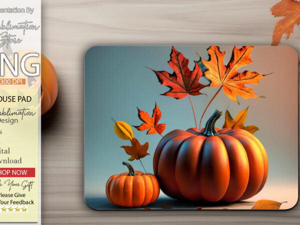 Fall leaves and pumpkin mouse pad t shirt graphic design Fall leaves and pumpkin mouse pad t shirt graphic design