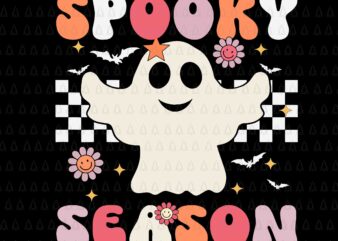 Spooky Season Groovy Cool Ghost Pumpkin Svg, Spooky Season Groovy Svg, Ghost Pumpkin Svg, Halloween Svg t shirt template vector