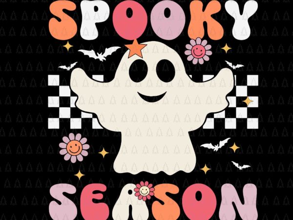 Spooky season groovy cool ghost pumpkin svg, spooky season groovy svg, ghost pumpkin svg, halloween svg t shirt template vector