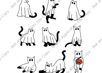 Ghost Cat Funny Halloween Svg, Ghost Cat Svg, Funny Cat Svg, Cat Halloween Svg, Cat Svg, Halloween Svg t shirt design template