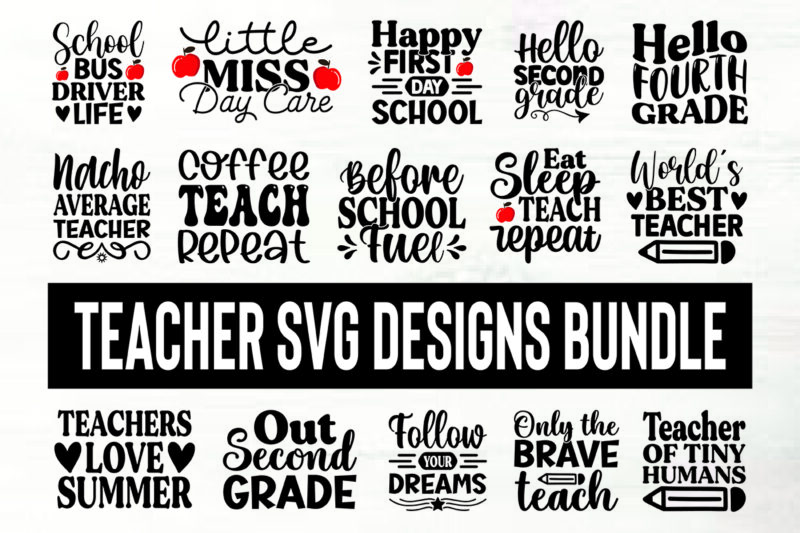 teacher svg designs bundle