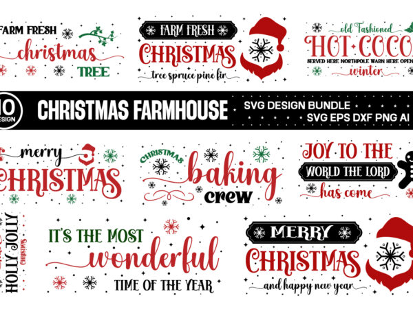 Christmas farmhouse svg bundle t shirt vector file