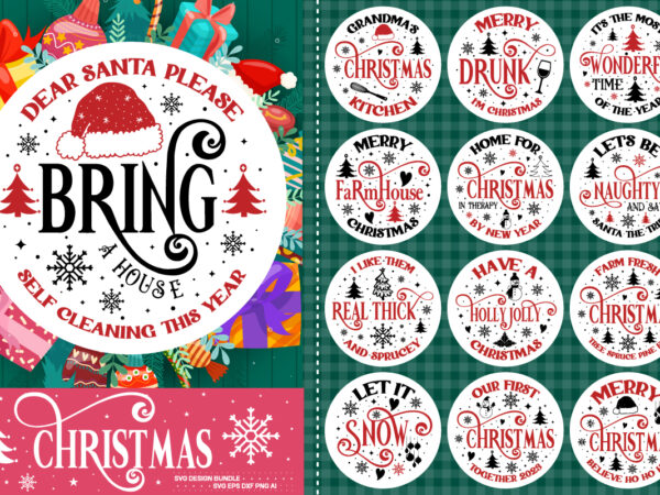 Christmas round sign svg bundle , christmas round sign svg 10 design , farmhouse svg design,christmas svg bundle, winter svg, santa svg, ho