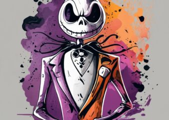 t-shirt design, disney Jack Skellington. watercolor splash PNG File