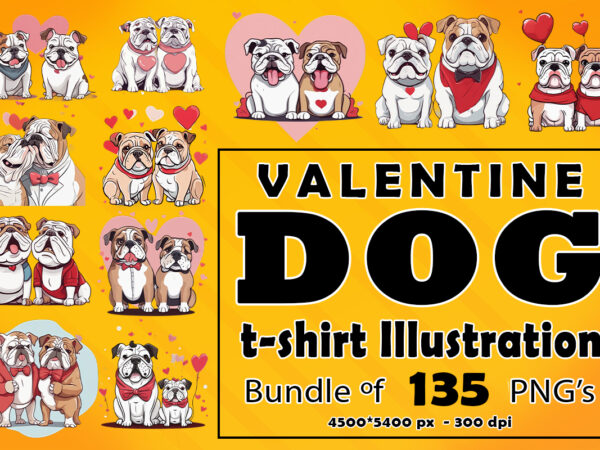 Valentine dog clipart illustration bundle for pod t shirt vector art