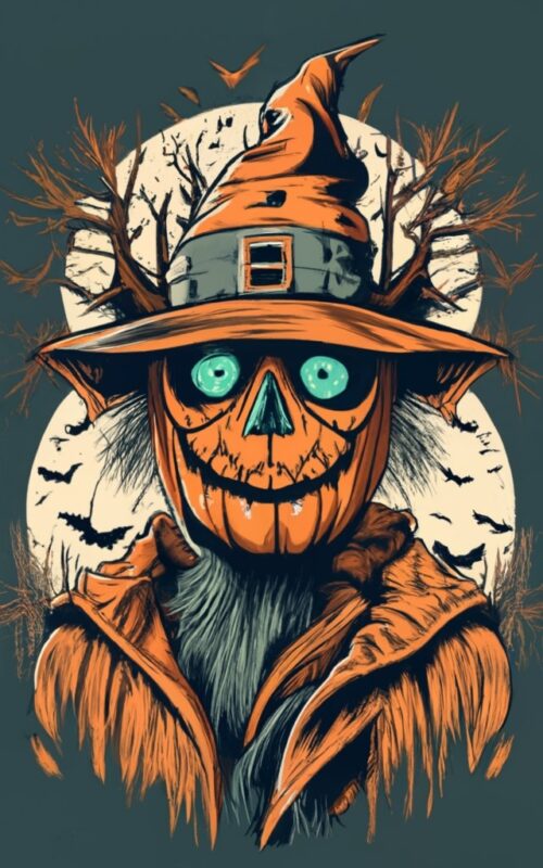 t-shirt design. Halloween themed scarecrow PNG File