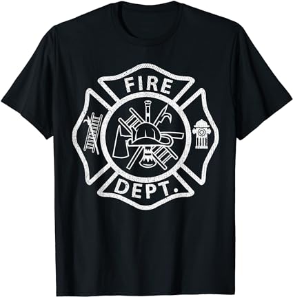 Vintage fire department uniform fireman firefighter t-shirt