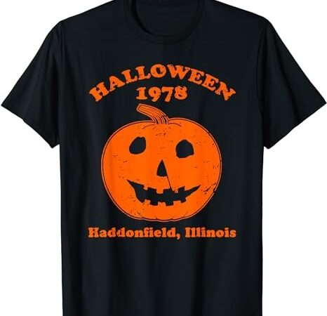Vintage halloween 1978 pumpkin haddonfield illinois t-shirt png file