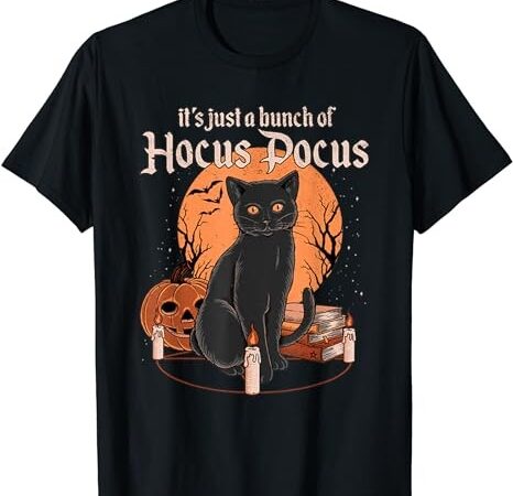 Vintage halloween black cat it’s just a bunch of hocus pocus t-shirt png file