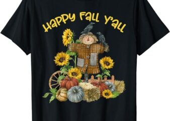 Vintage Happy Fall Y’all Scarecrow Thanksgiving Halloween T-Shirt