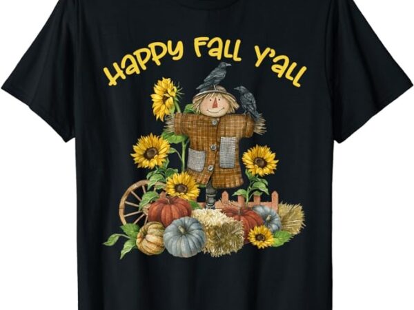 Vintage happy fall y’all scarecrow thanksgiving halloween t-shirt