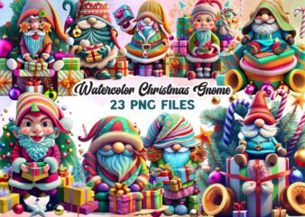 Watercolor Christmas Gnome Clipart