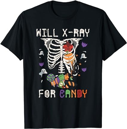 Will x ray for candy cute halloween skeleton candy radiology t-shirt png file