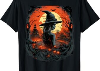 Witchy Sunset Halloween T-Shirt for Men Women T-Shirt
