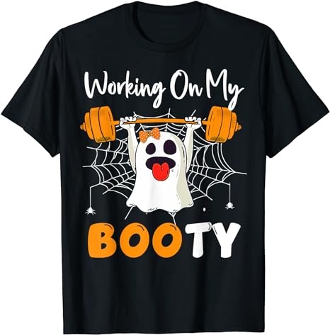 Working On My Booty Ghost Boo Gym Spooky Funny Halloween T-Shirt PNG File