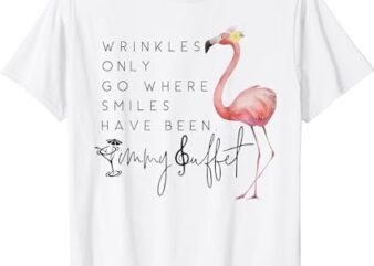 Wrinkles Only Go Where Smiles Have Been Cute Flamingo T-Shirt PNG File
