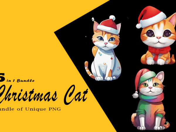 Christmas cat illustration for pod clipart design is also perfect for any project: art prints, t-shirts, logo, packaging, stationery, merchandise, website, book cover, invitations, and more.v.1