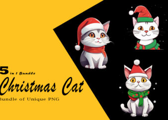 Christmas Cat Illustration for POD Clipart Design is Also perfect for any project: Art prints, t-shirts, logo, packaging, stationery, merchandise, website, book cover, invitations, and more.V.3