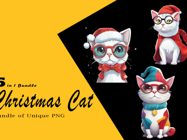 Christmas cat illustration for pod clipart design is also perfect for any project: art prints, t-shirts, logo, packaging, stationery, merchandise, website, book cover, invitations, and more.v.6