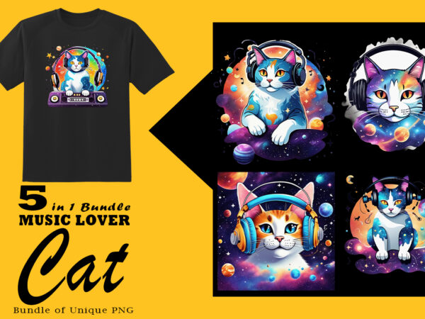 Music lover cat wearing headphones illustration for pod clipart design is also perfect for any project: art prints, t-shirts, logo, packaging, stationery, merchandise, website, book cover, invitations, and more.v.7 Music lover cat wearing headphones illustration for pod clipart design is also perfect for any project: art prints, t-shirts, logo, packaging, stationery, merchandise, website, book cover, invitations, and more.v.7