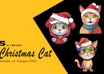 Christmas Cat Illustration for POD Clipart Design is Also perfect for any project: Art prints, t-shirts, logo, packaging, stationery, merchandise, website, book cover, invitations, and more.V.7