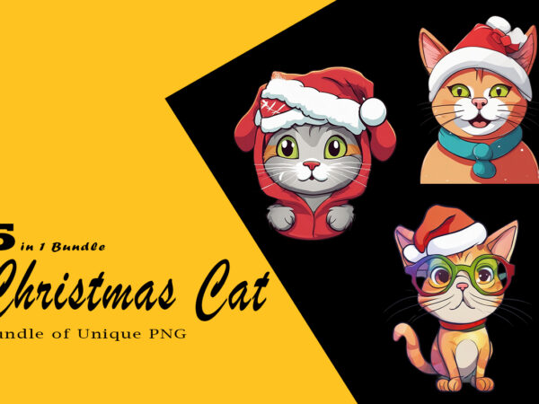 Christmas cat illustration for pod clipart design is also perfect for any project: art prints, t-shirts, logo, packaging, stationery, merchandise, website, book cover, invitations, and more.v.7