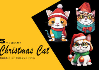 Christmas Cat Illustration for POD Clipart Design is Also perfect for any project: Art prints, t-shirts, logo, packaging, stationery, merchandise, website, book cover, invitations, and more.