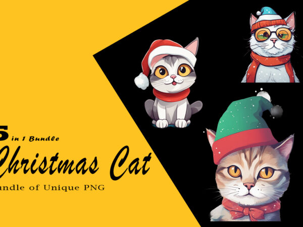 Christmas cat illustration for pod clipart design is also perfect for any project: art prints, t-shirts, logo, packaging, stationery, merchandise, website, book cover, invitations, and more.v.12