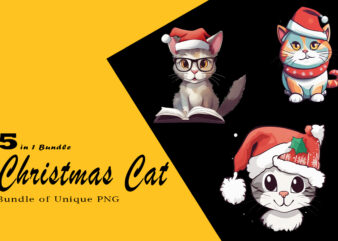 Christmas Cat Illustration for POD Clipart Design is Also perfect for any project: Art prints, t-shirts, logo, packaging, stationery, merchandise, website, book cover, invitations, and more.V.13