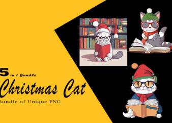 Christmas Cat Illustration for POD Clipart Design is Also perfect for any project: Art prints, t-shirts, logo, packaging, stationery, merchandise, website, book cover, invitations, and more.V.15