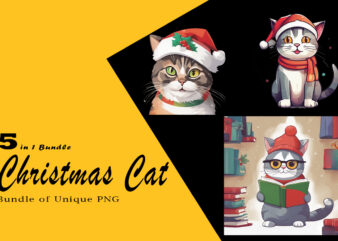 Christmas Cat Illustration for POD Clipart Design is Also perfect for any project: Art prints, t-shirts, logo, packaging, stationery, merchandise, website, book cover, invitations, and more.V.16