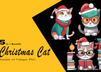 Christmas Cat Illustration for POD Clipart Design is Also perfect for any project: Art prints, t-shirts, logo, packaging, stationery, merchandise, website, book cover, invitations, and more.V.18