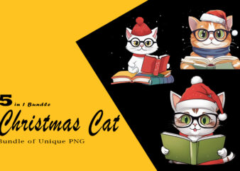 Christmas Cat Illustration for POD Clipart Design is Also perfect for any project: Art prints, t-shirts, logo, packaging, stationery, merchandise, website, book cover, invitations, and more. V.21