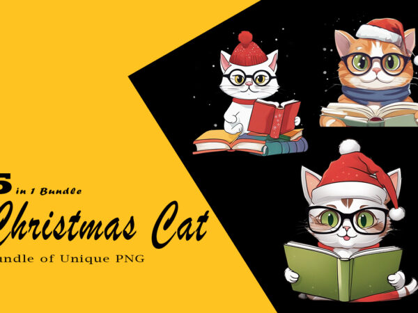 Christmas cat illustration for pod clipart design is also perfect for any project: art prints, t-shirts, logo, packaging, stationery, merchandise, website, book cover, invitations, and more. v.21