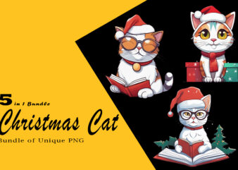Christmas Cat Illustration for POD Clipart Design is Also perfect for any project: Art prints, t-shirts, logo, packaging, stationery, merchandise, website, book cover, invitations, and more. V22