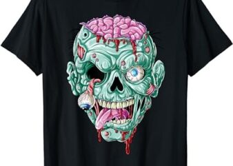 Zombie Face Brain Halloween Boys Men Women Girls Scary Funny T-Shirt PNG File