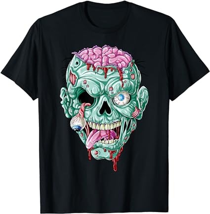 Zombie face brain halloween boys men women girls scary funny t-shirt png file