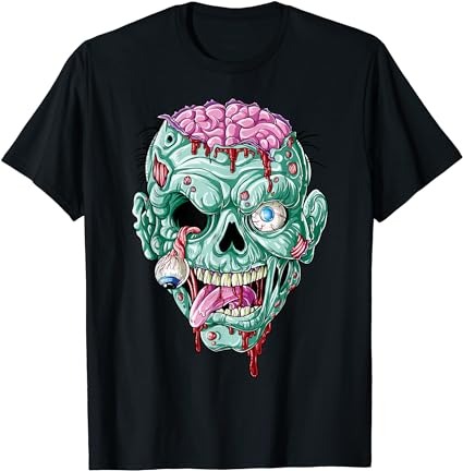 Zombie face brain halloween boys men women girls scary funny t-shirt png file Zombie face brain halloween boys men women girls scary funny t-shirt png file