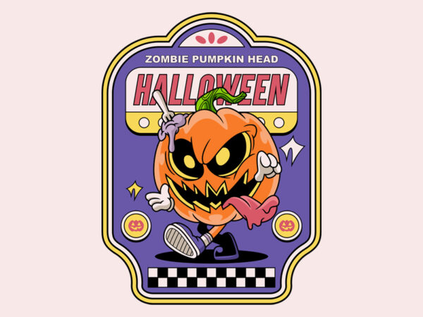 Zombie pumpkin head halloween t shirt graphic design