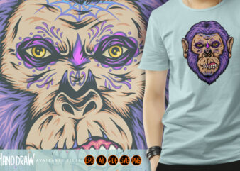 Zombie monkey apocalypse nightmare t shirt graphic design