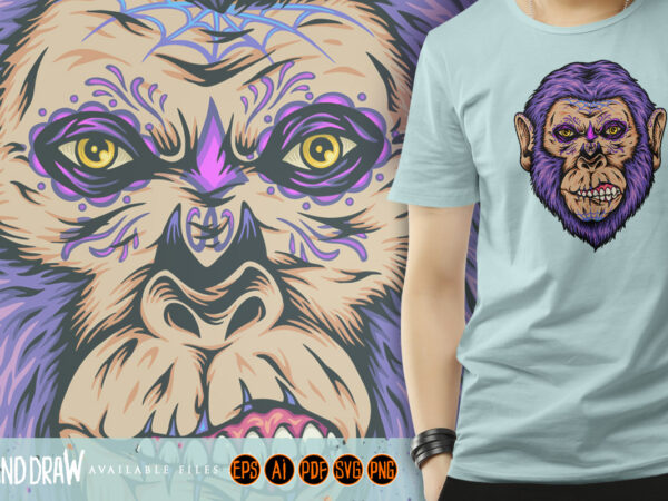 Zombie monkey apocalypse nightmare t shirt graphic design
