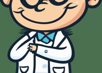 a two color curious cartoon scientist design for kids tshirt PNG File