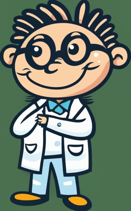 a two color curious cartoon scientist design for kids tshirt PNG File